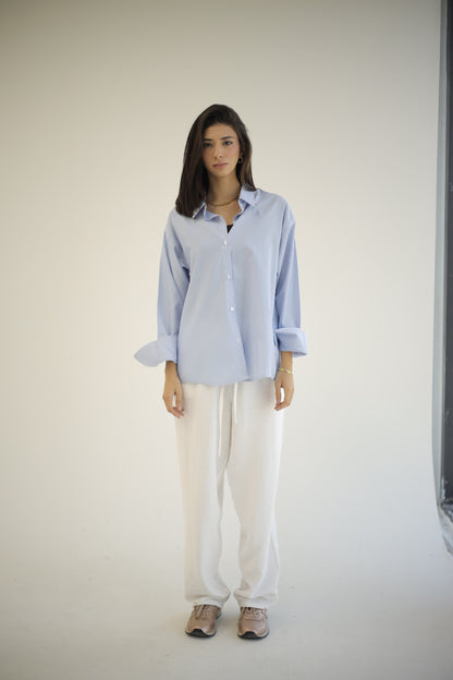 Oversize striped poplin shirt